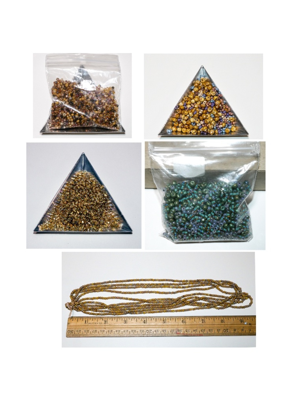 5 bags of glass seed beads, NEW but not in original packaging.